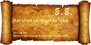 Barthalis Boglárka névjegykártya